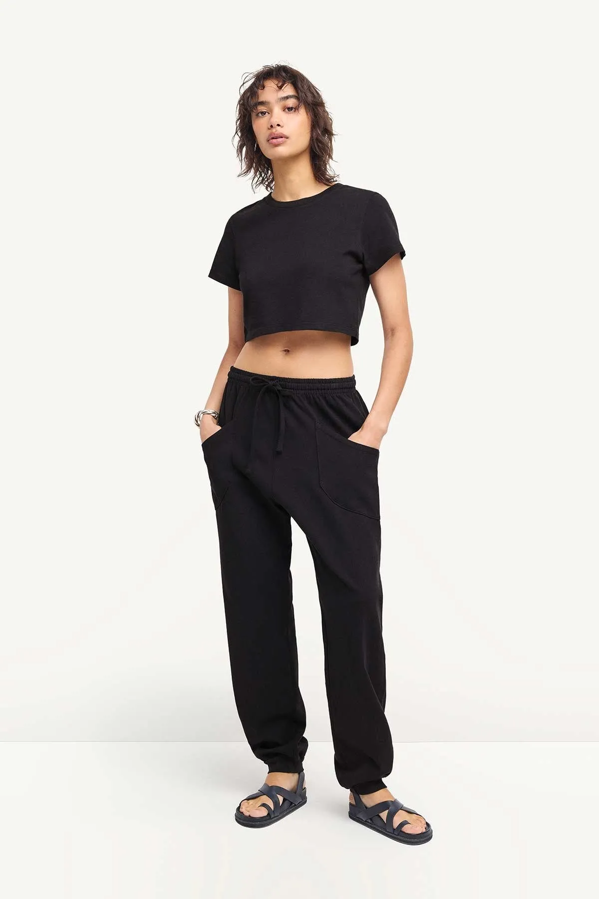 Coast Jogger Pant - Black Cotton Jersey sold by Vitamin A