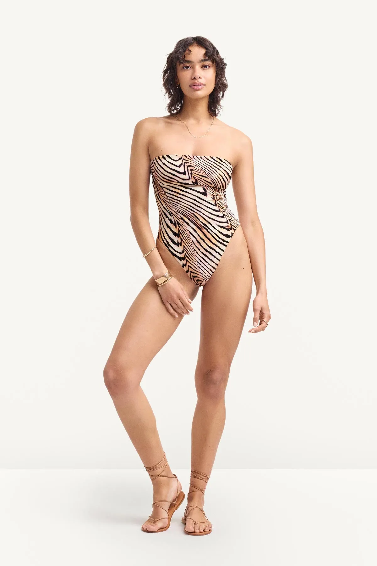 Classic Bandeau One Piece - Shell Stripe EcoShimmer sold by Vitamin A product image thumbnail 4