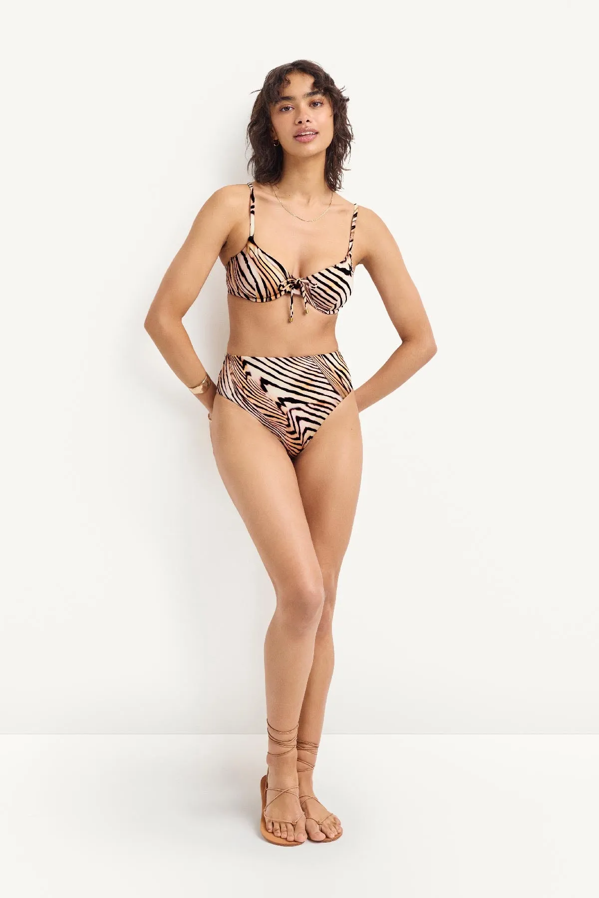 Barcelona High Waist Bottom - Shell Stripe EcoShimmer sold by Vitamin A