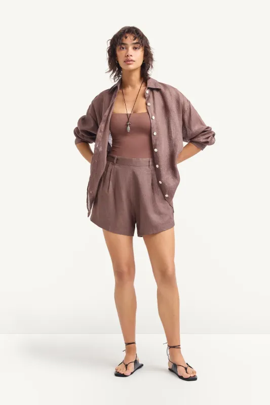 Playa Linen Boyfriend Shirt - Mocha EcoLinen sold by Vitamin A