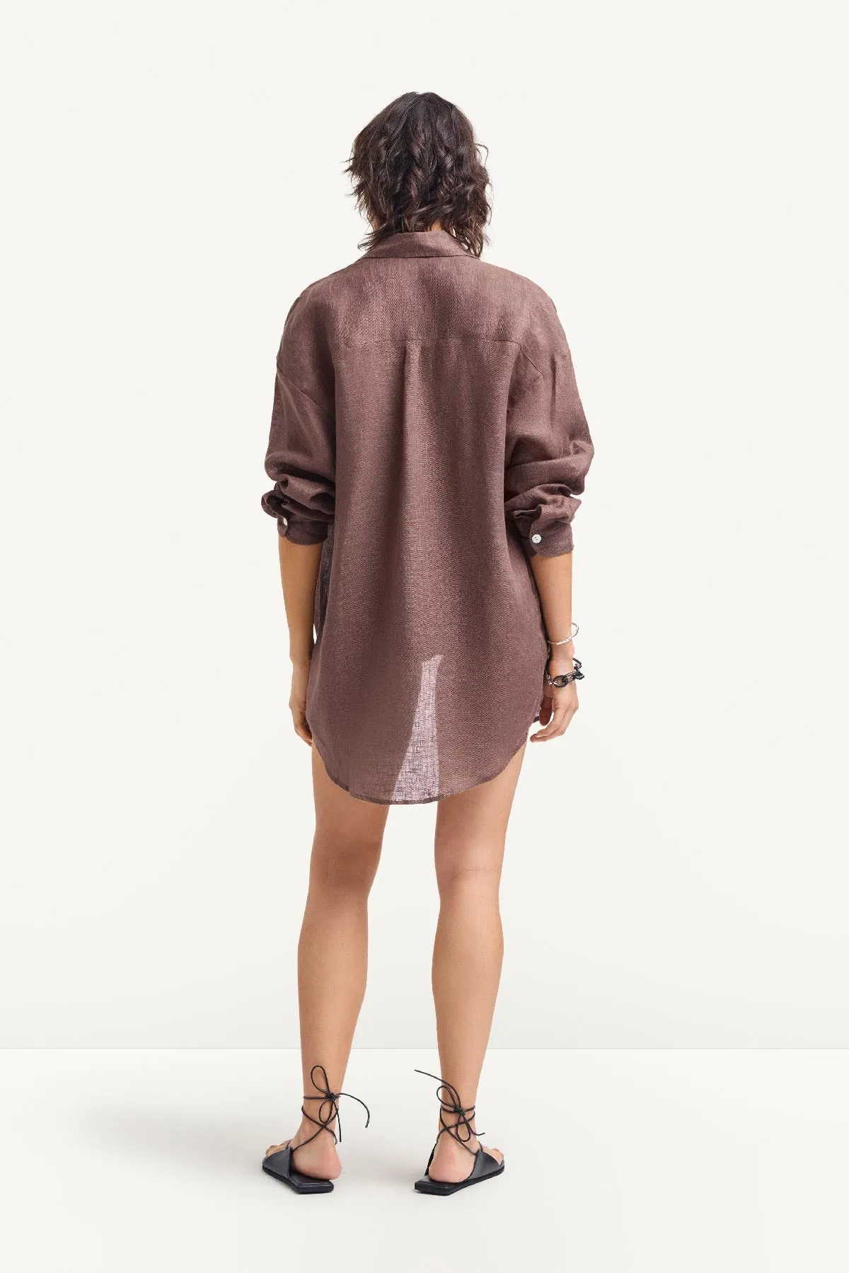 Playa Linen Boyfriend Shirt - Mocha EcoLinen sold by Vitamin A product image thumbnail 5