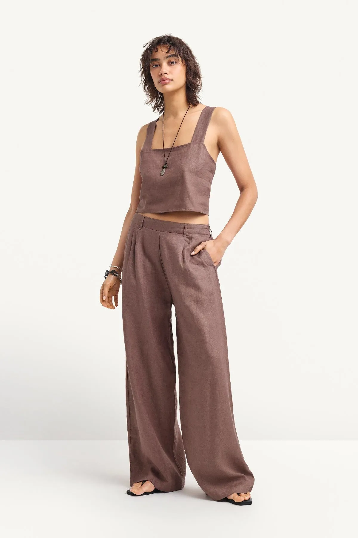 Tallows Crop Top - Mocha EcoLinen sold by Vitamin A product image thumbnail 3