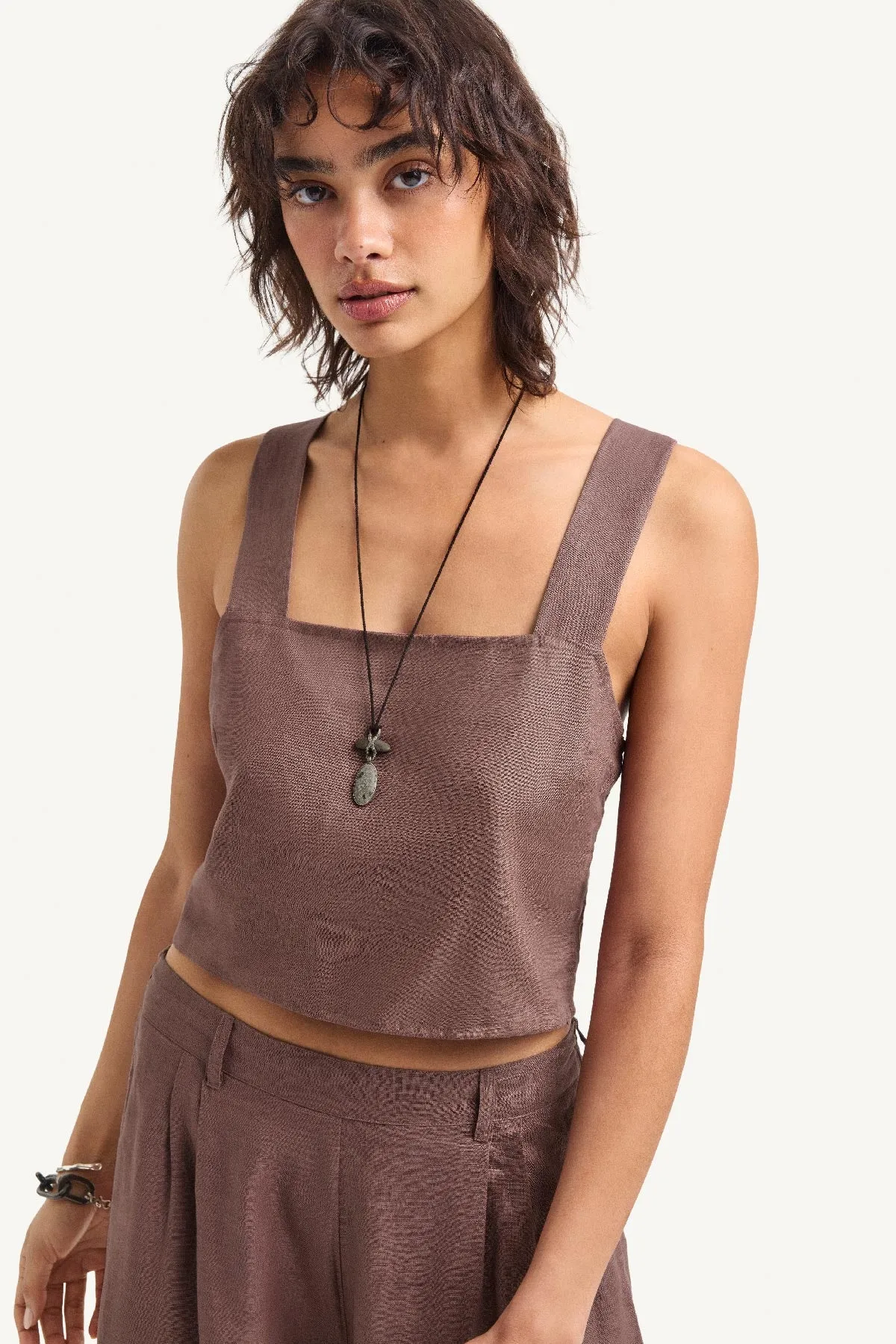 Tallows Crop Top - Mocha EcoLinen sold by Vitamin A product image thumbnail 2