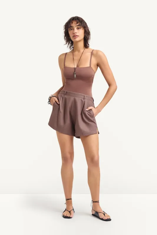 The Getaway Short - Mocha EcoLinen sold by Vitamin A