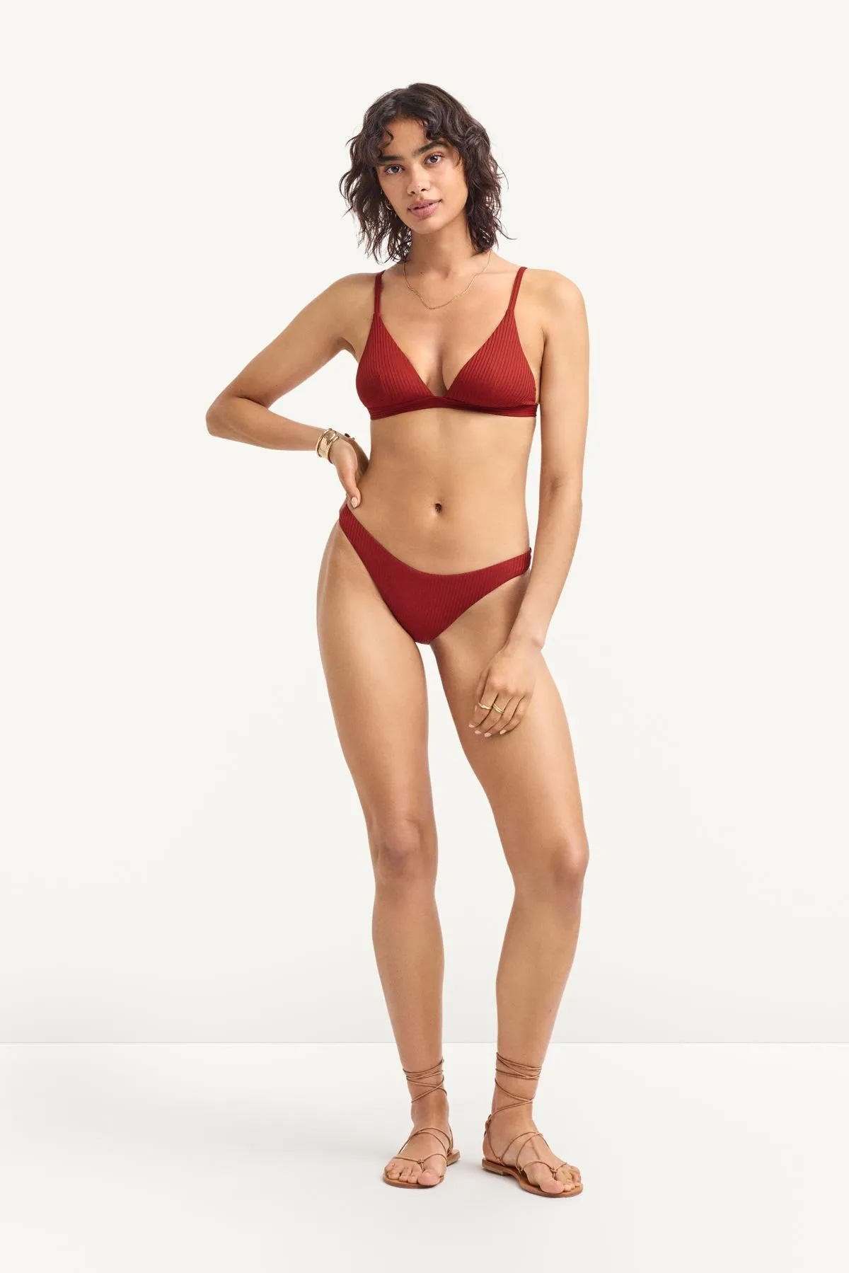 California High Leg Bottom - Deep Madder EcoRib sold by Vitamin A