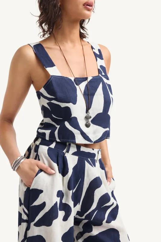 Tallows Crop Top - Night Flower EcoLinen sold by Vitamin A