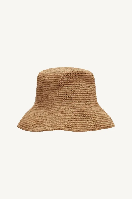 Tulum Bucket Hat - Caramel Raffia sold by Vitamin A