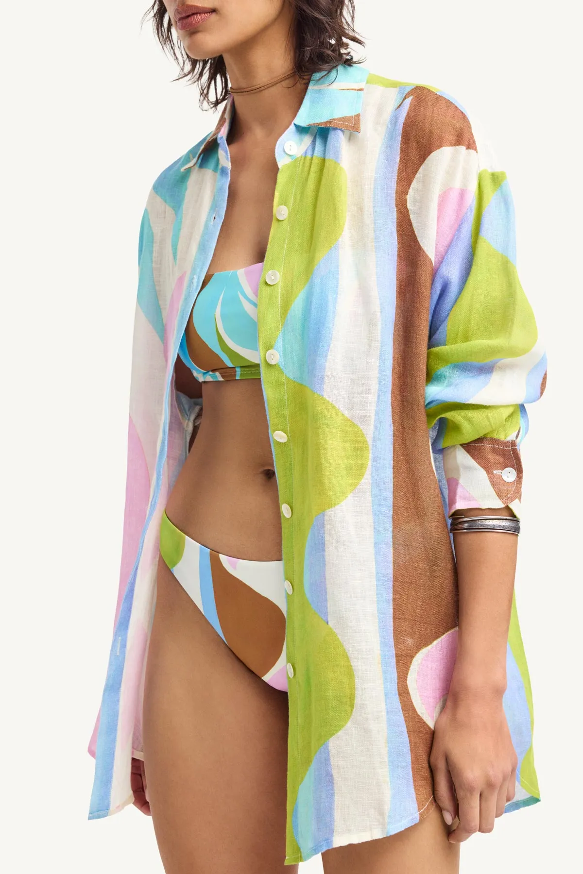 Playa Boyfriend Shirt - Coast Colorblock Ecolinen sold by Vitamin A product image thumbnail 2