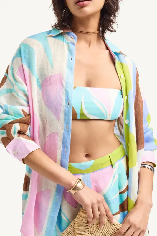 Playa Boyfriend Shirt - Coast Colorblock Ecolinen sold by Vitamin A