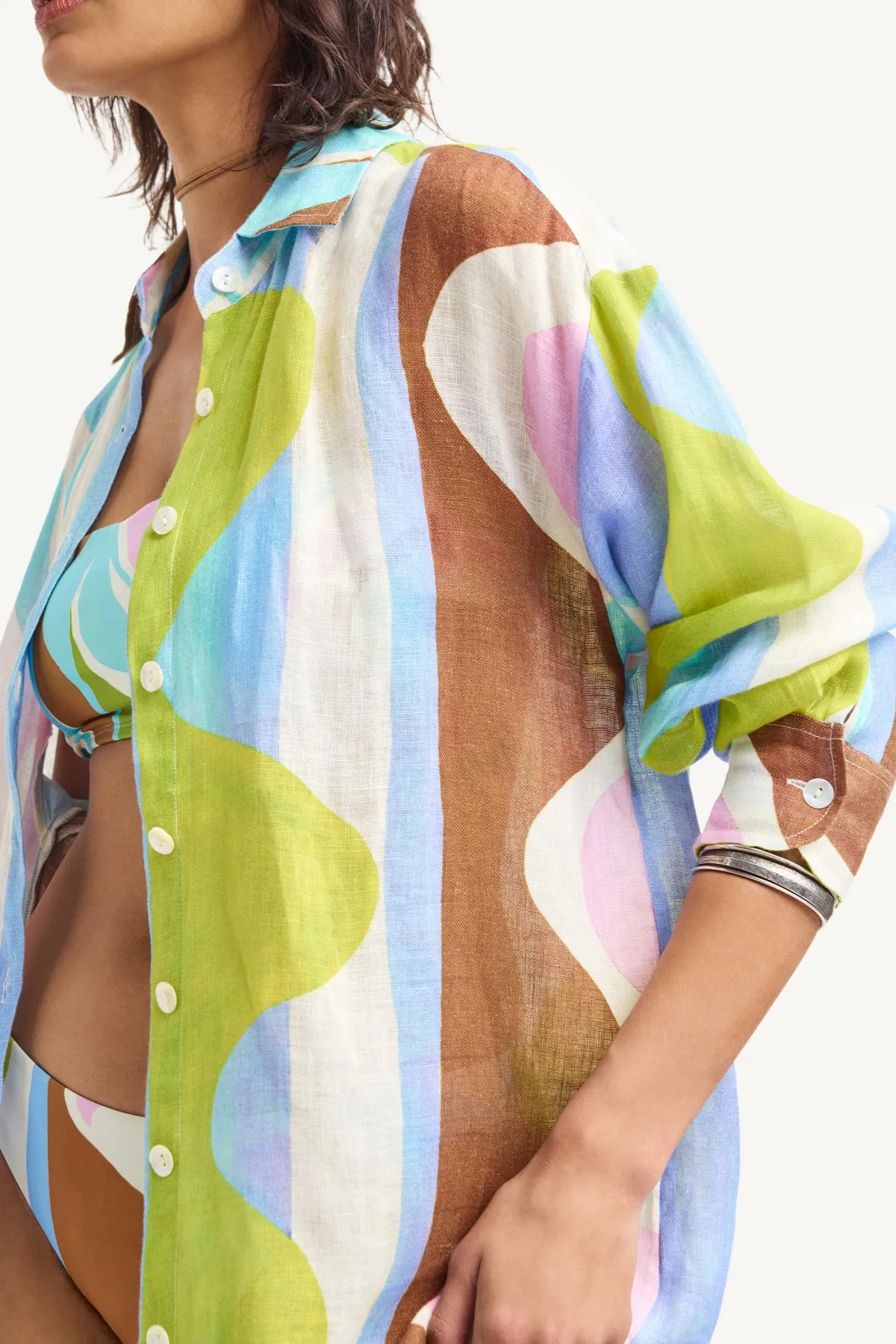 Playa Boyfriend Shirt - Coast Colorblock Ecolinen sold by Vitamin A product image thumbnail 5