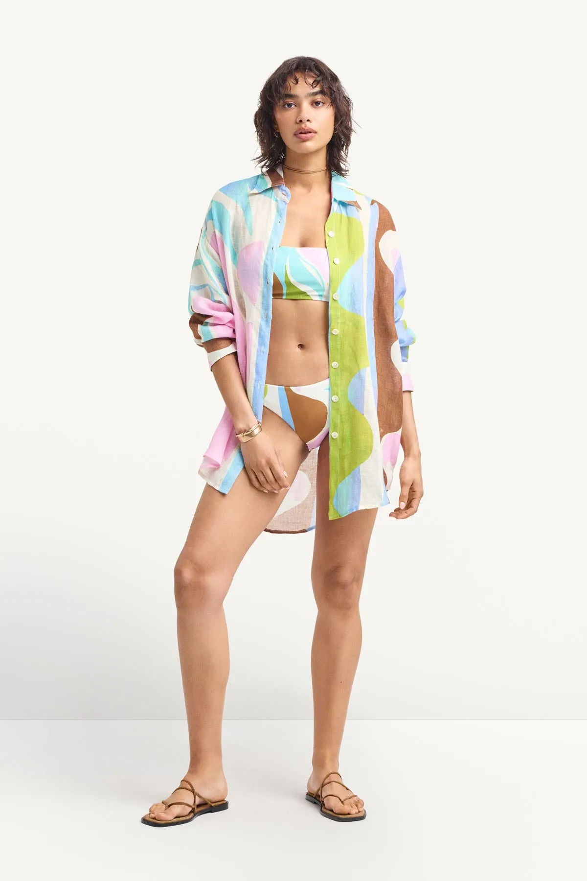Playa Boyfriend Shirt - Coast Colorblock Ecolinen sold by Vitamin A product image thumbnail 3