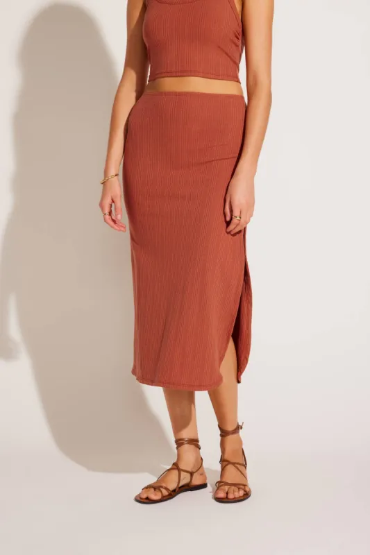 Thalia Skirt - Terracotta Organic Rib sold by Vitamin A
