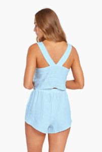 Tallows Linen Crop Top - Sky Blue EcoLinen sold by Vitamin A
