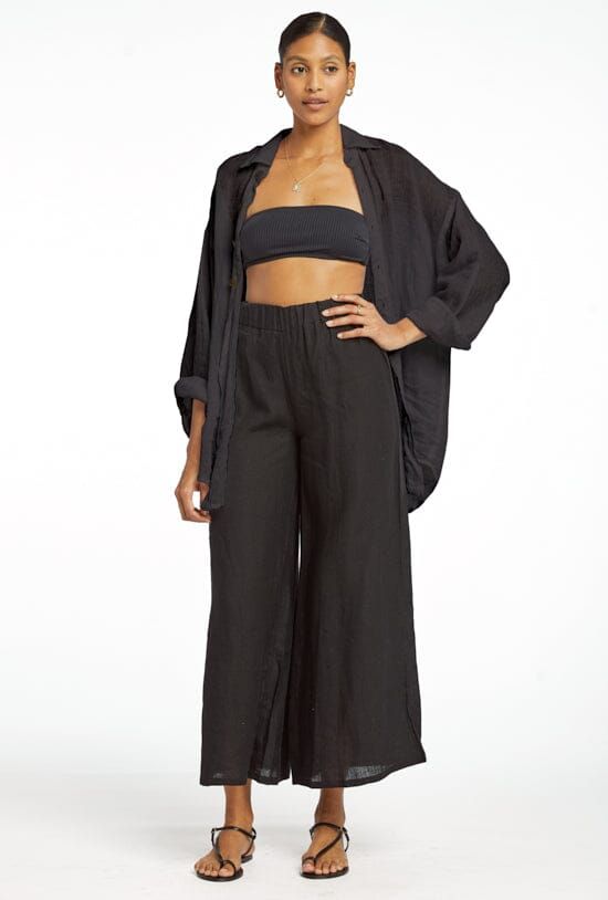 Tallows Linen Wide Leg Pant - EcoLinen Black sold by Vitamin A