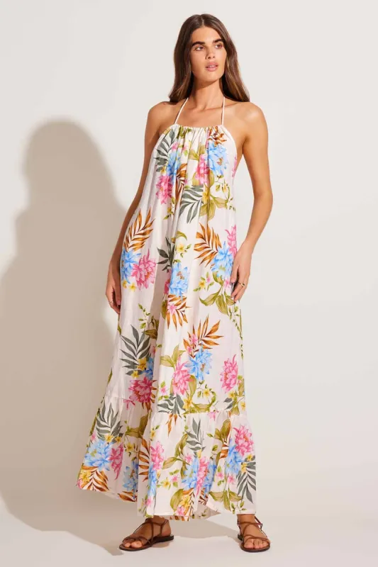 Petra Maxi Dress - Summer Bloom EcoLinen sold by Vitamin A