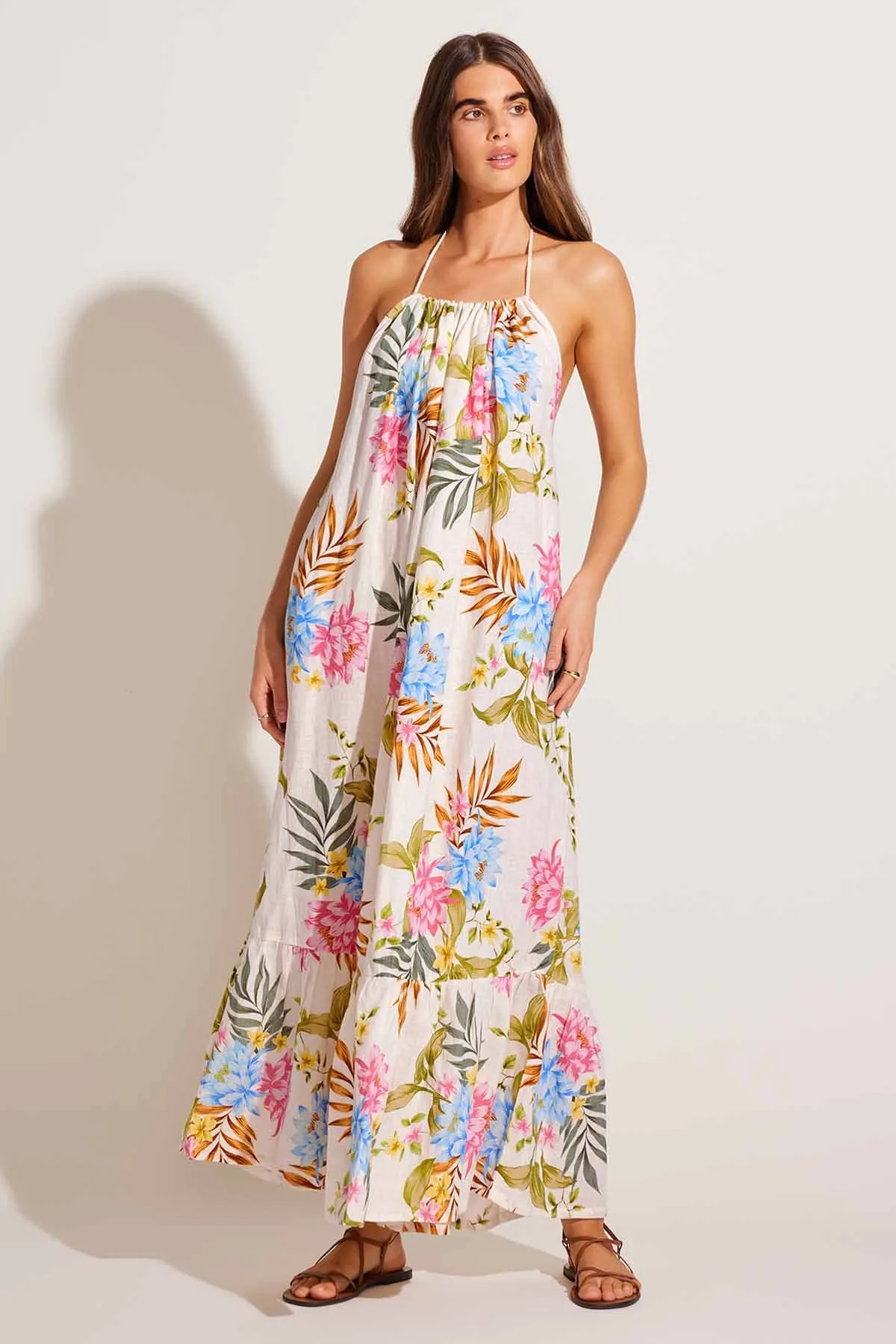 Petra Maxi Dress - Summer Bloom EcoLinen sold by Vitamin A