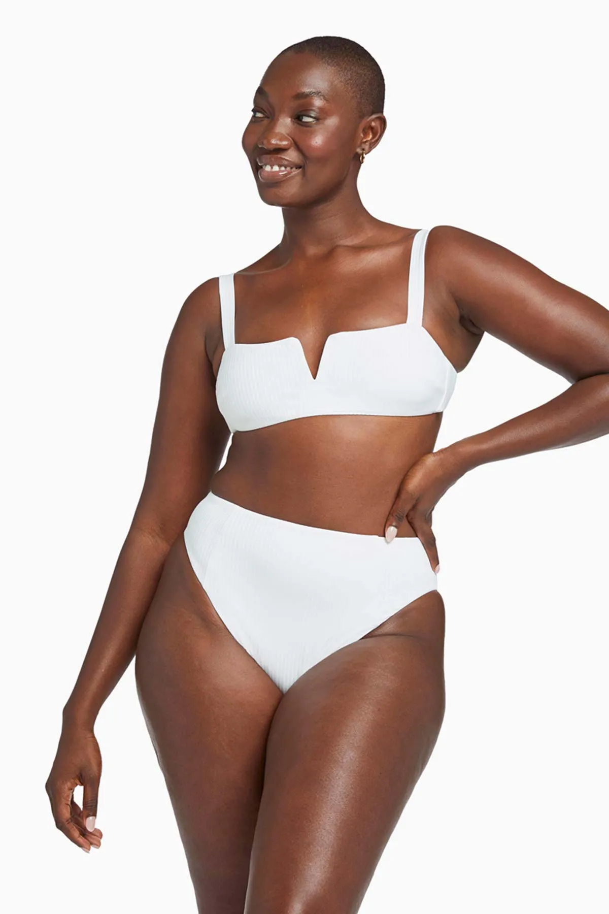 Sienna High Waist Bottom White EcoRib sold by Vitamin A