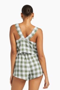 Tallows Linen Crop Top - EcoLinen Agave Gingham sold by Vitamin A