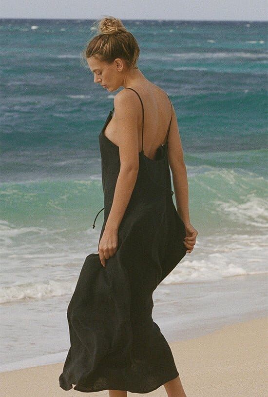 Mari Maxi Dress - Black Crinkle Linen sold by Vitamin A product image thumbnail 2