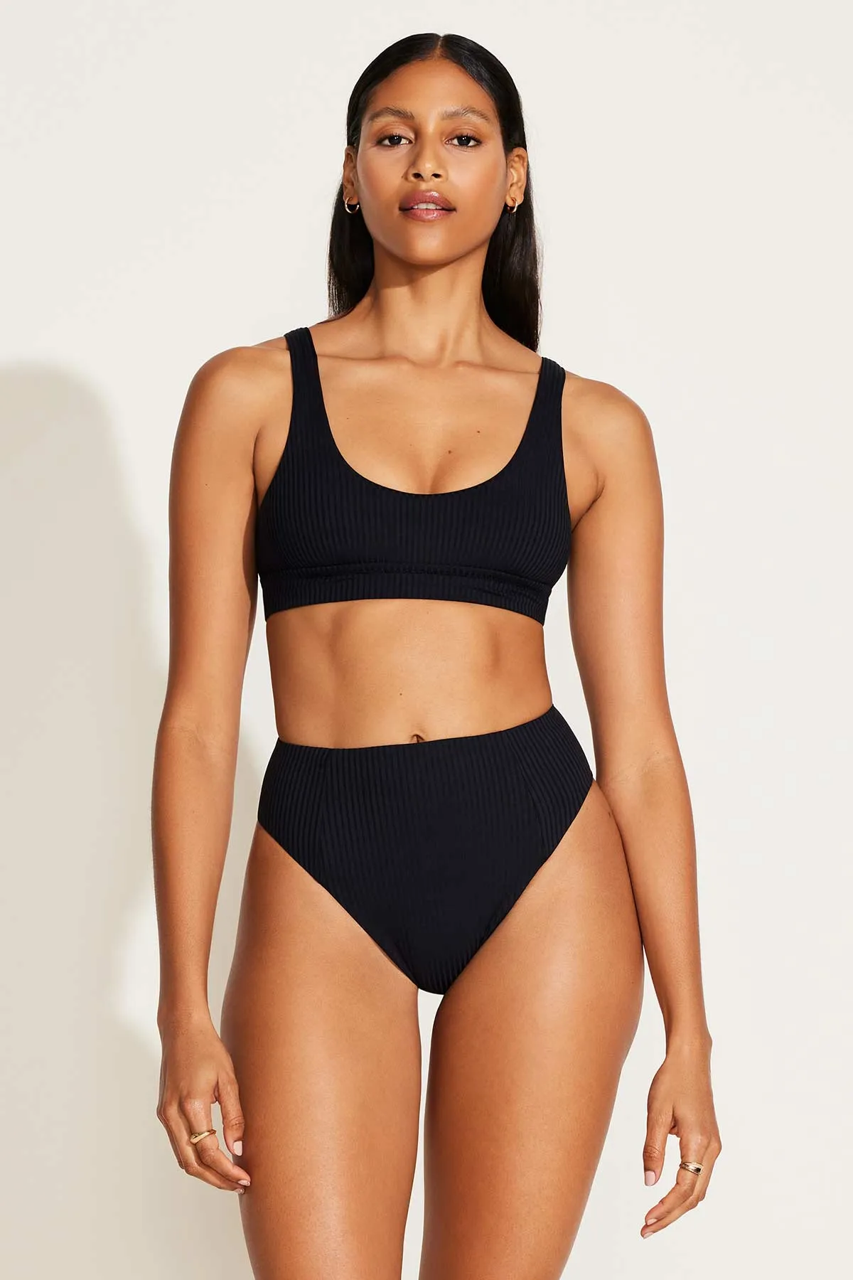 Sienna High Waist Bottom - Black EcoRib sold by Vitamin A product image thumbnail 2