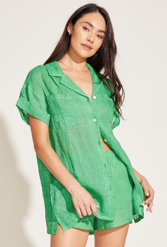 Short Sleeve Cabana Set - EcoLinen Spearmint sold by Vitamin A