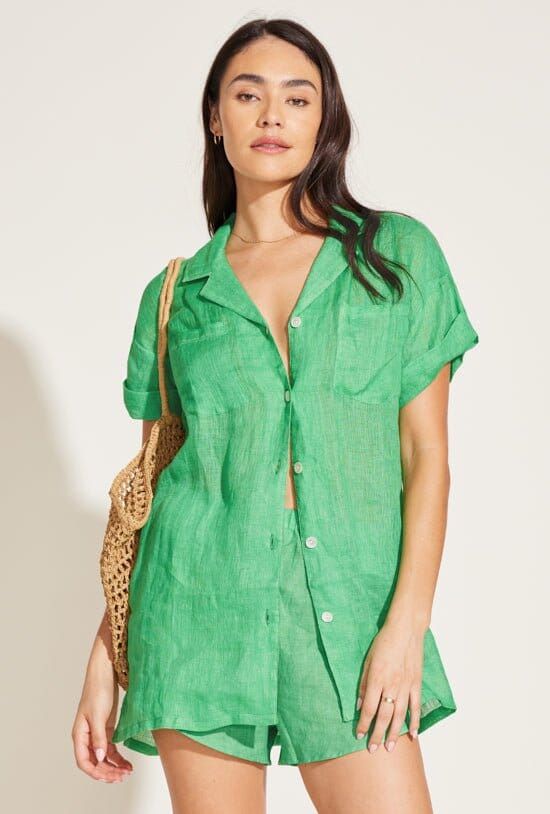 Short Sleeve Cabana Set - EcoLinen Spearmint sold by Vitamin A product image thumbnail 3