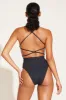 Yara Wrap One Piece - Black EcoRib sold by Vitamin A