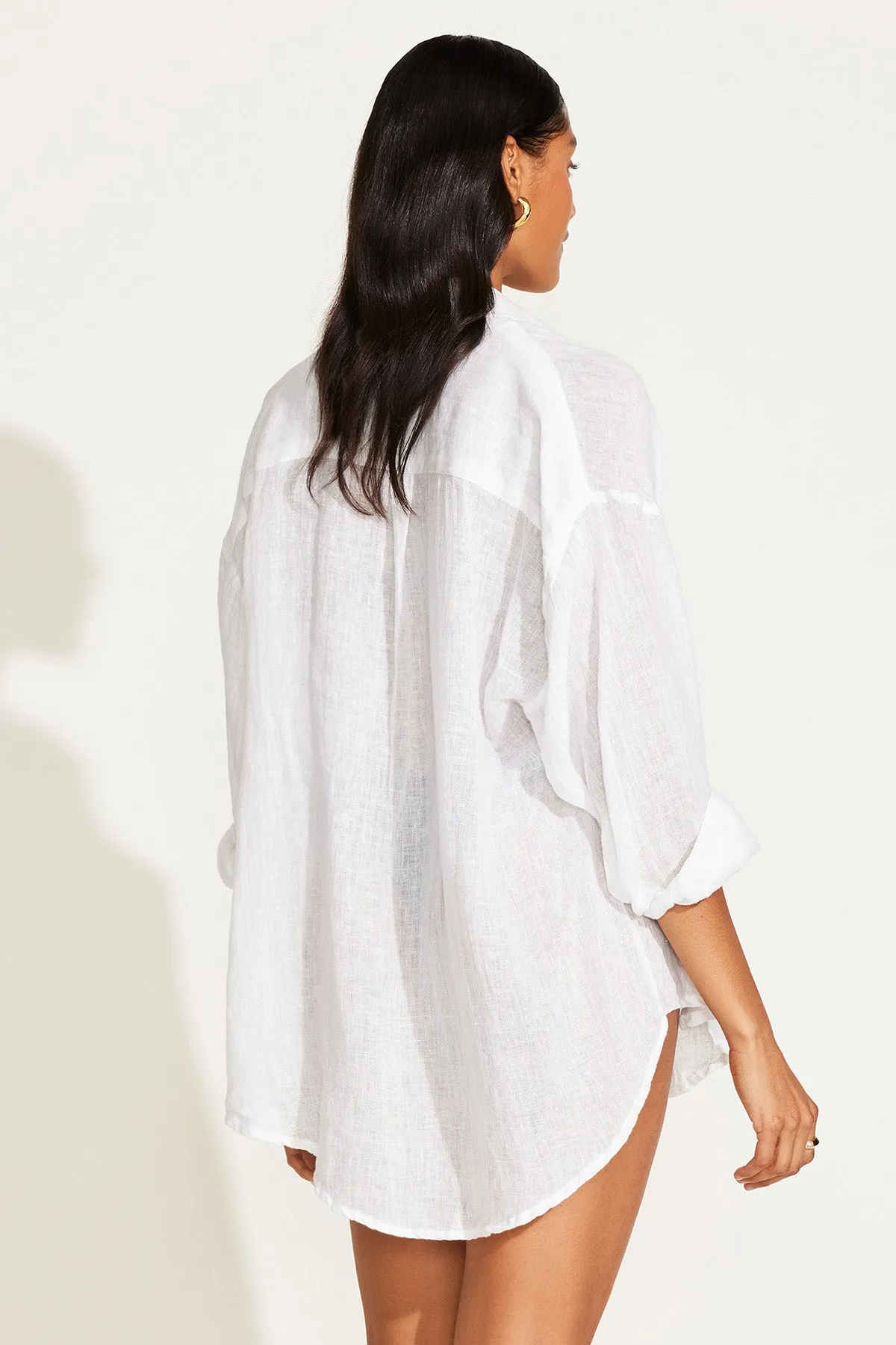 Playa Linen Boyfriend Shirt - White EcoLinen sold by Vitamin A product image thumbnail 5