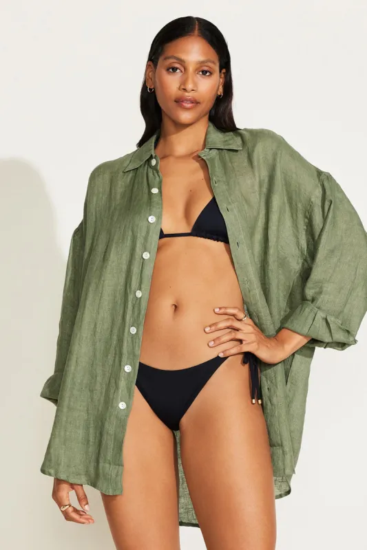Playa Linen Boyfriend Shirt - Agave EcoLinen sold by Vitamin A