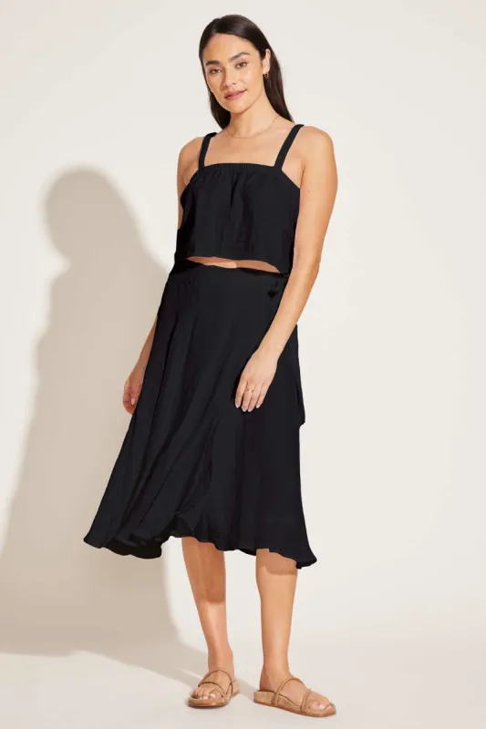 Tallows Blousy Crop Top - Black EcoLinen sold by Vitamin A