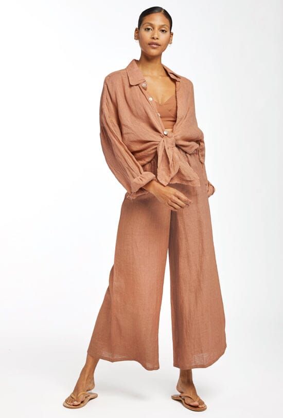 Tallows Linen Wide Leg Pant - EcoLinen Desert sold by Vitamin A