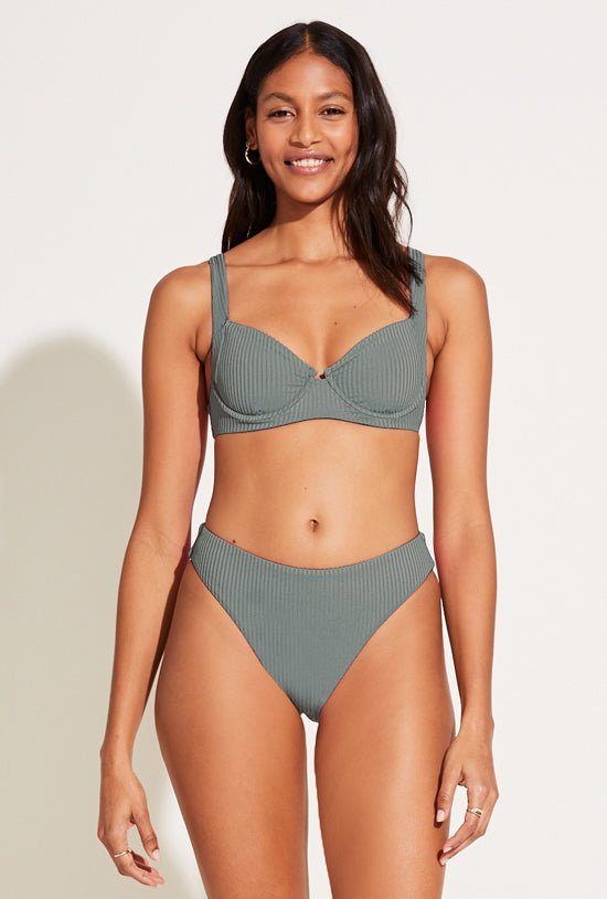 Cali High Leg Classic Coverage Bottom - Sea Green EcoRib sold by Vitamin A product image thumbnail 2