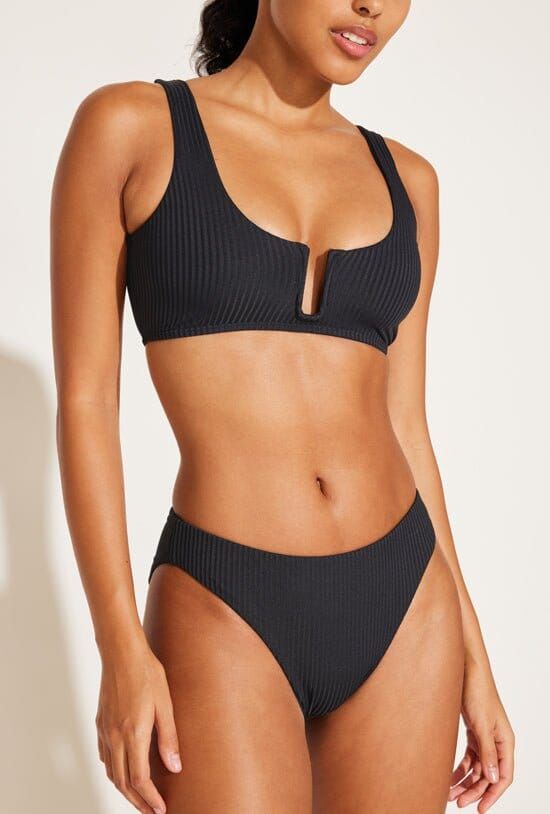 Cali High Leg Classic Coverage Bottom - Black EcoRib sold by Vitamin A product image thumbnail 5