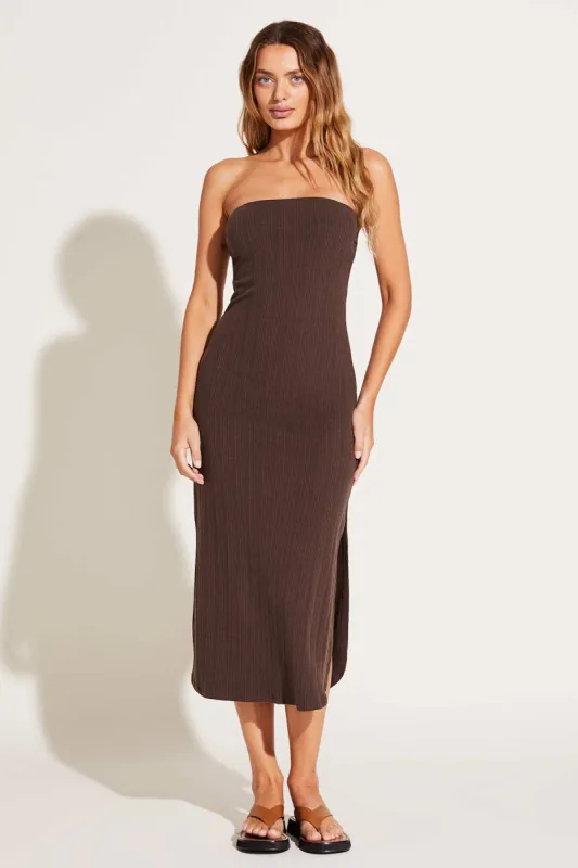 Strapless West Dress - Chocolate Brown Organic Rib sold by Vitamin A