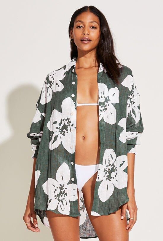 Playa Linen Oversized Shirt - EcoLinen Gauze Aloe Bloom sold by Vitamin A product image thumbnail 4