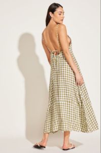 Mari Maxi Dress - EcoLinen Avocado Gingham sold by Vitamin A
