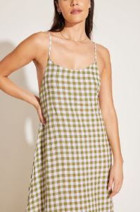 Mari Maxi Dress - EcoLinen Avocado Gingham sold by Vitamin A