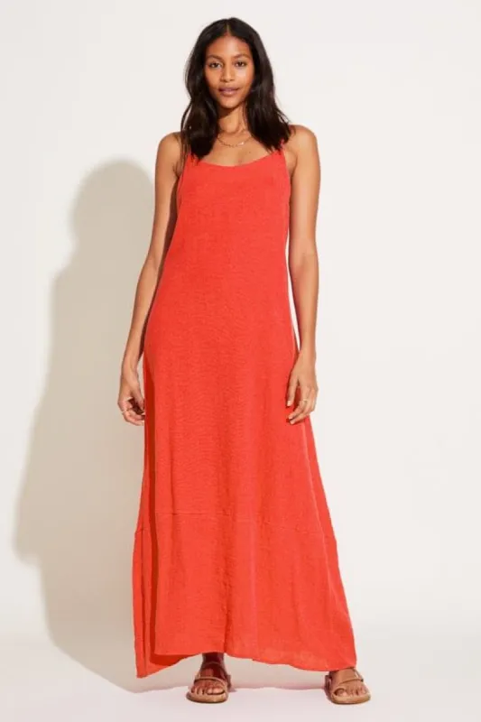 Mari Maxi Dress - Hibiscus Crinkle Linen sold by Vitamin A