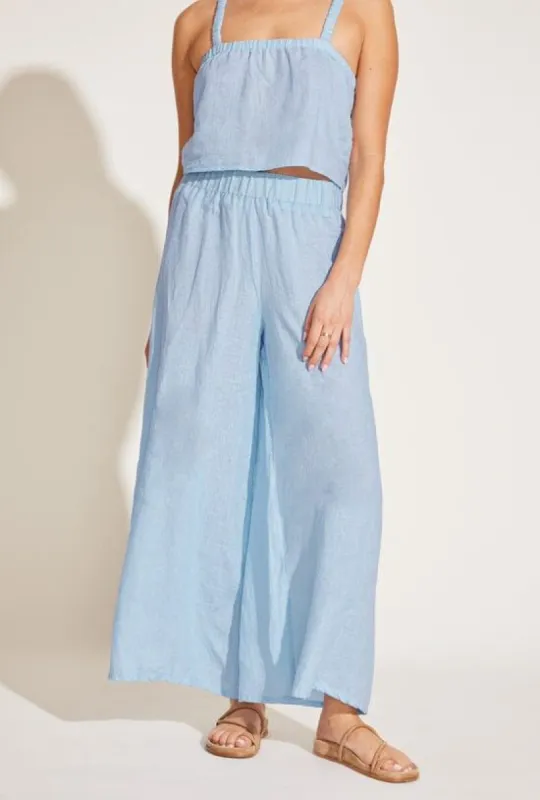 Tallows Linen Wide Leg Pant - EcoLinen Celeste sold by Vitamin A