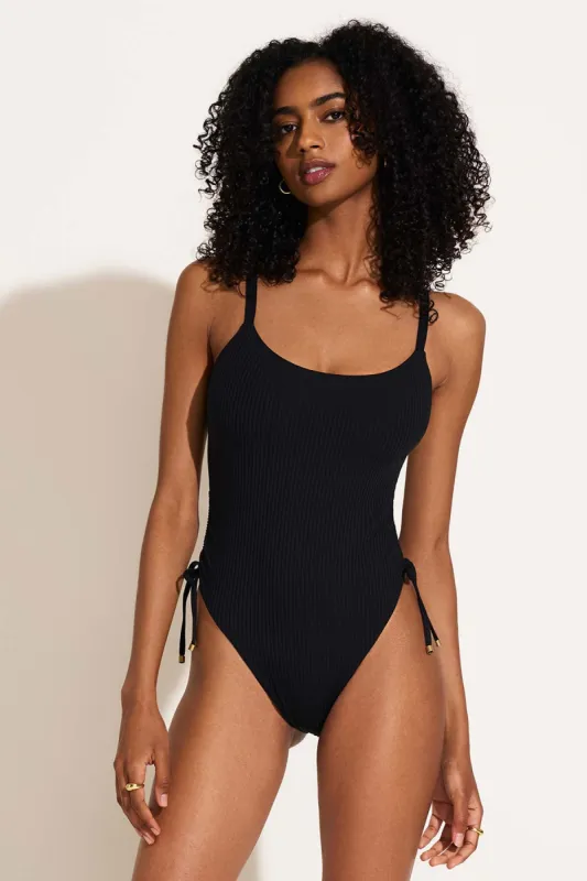 Gemma One Piece - Black EcoRib sold by Vitamin A