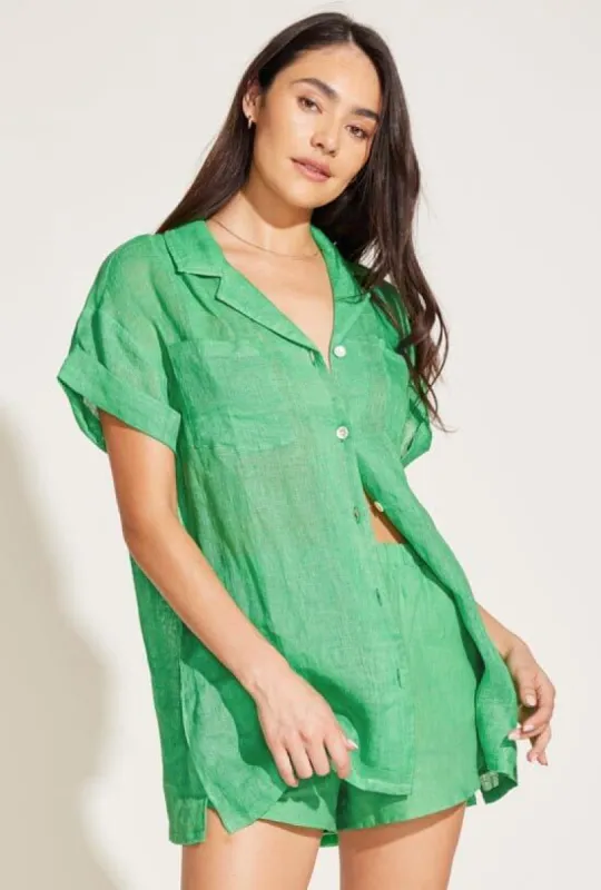 Short Sleeve Cabana Set - EcoLinen Spearmint sold by Vitamin A