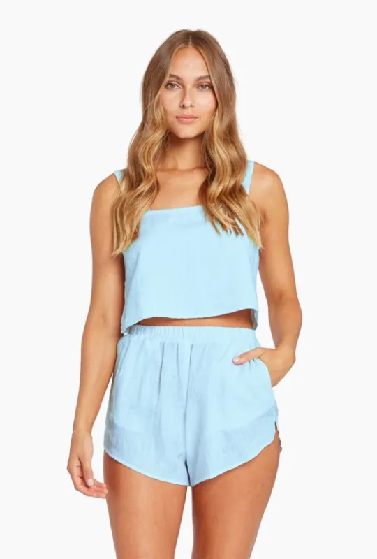 Tallows Linen Crop Top - Sky Blue EcoLinen sold by Vitamin A