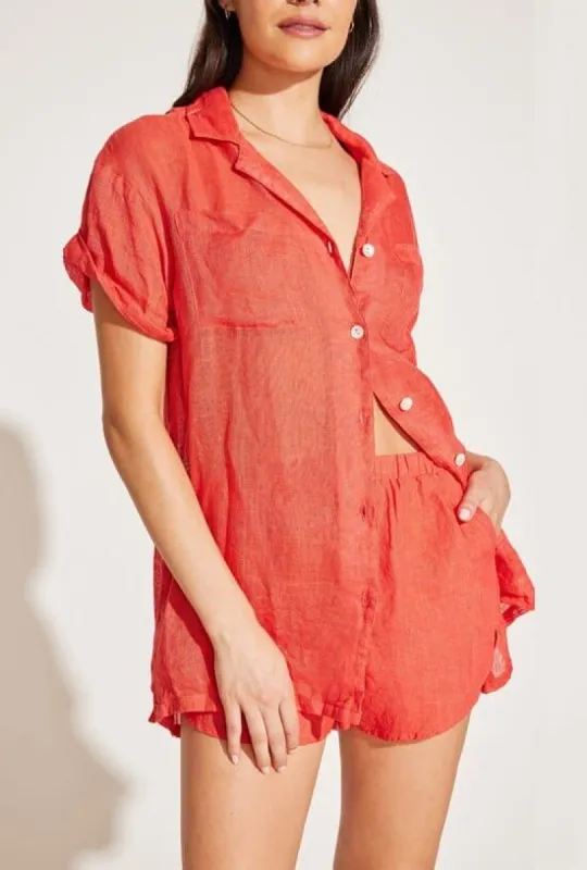 Tallows Linen Short - EcoLinen Hibiscus sold by Vitamin A