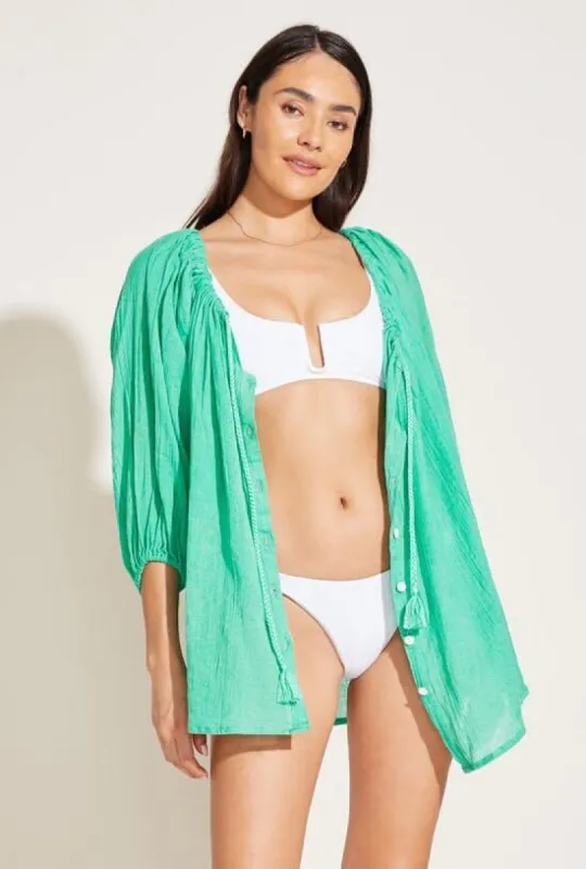 Costa Shirt Dress - Seafoam Organic Cotton Crinkle sold by Vitamin A