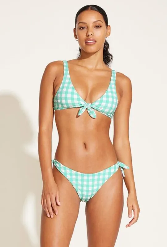 Lou Tie Side Bottom - Seafoam Pucker Gingham sold by Vitamin A