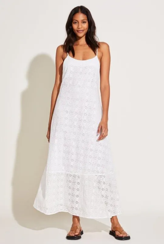 Mari Maxi Dress - White Eyelet Organic Cotton sold by Vitamin A