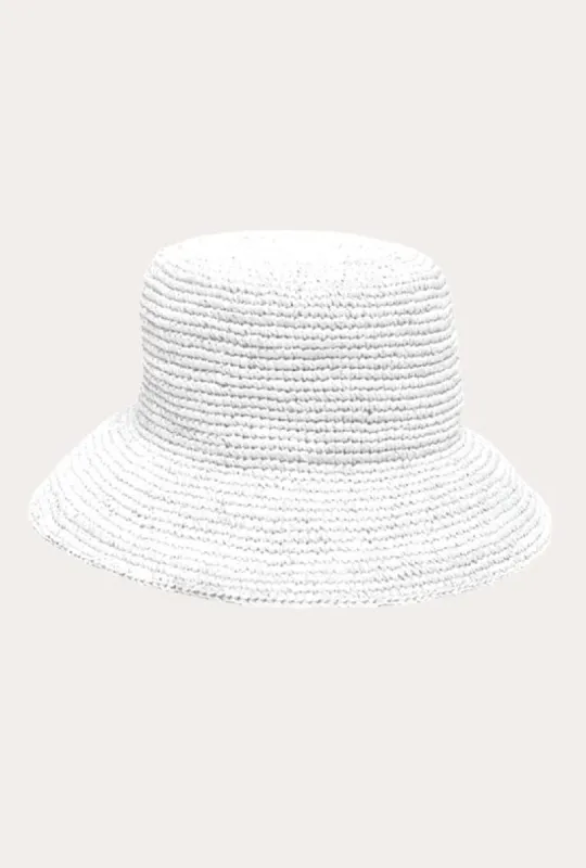 Cannes Straw Bucket Hat - White sold by Vitamin A