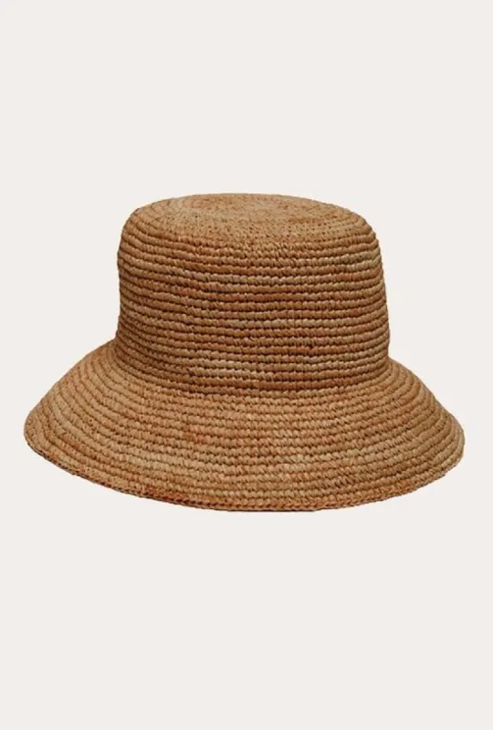 Cannes Straw Bucket Hat - Carmel sold by Vitamin A