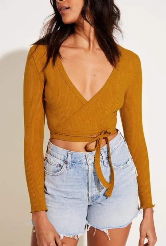 West Organic Rib Wrap Top - Saffron Organic Rib sold by Vitamin A