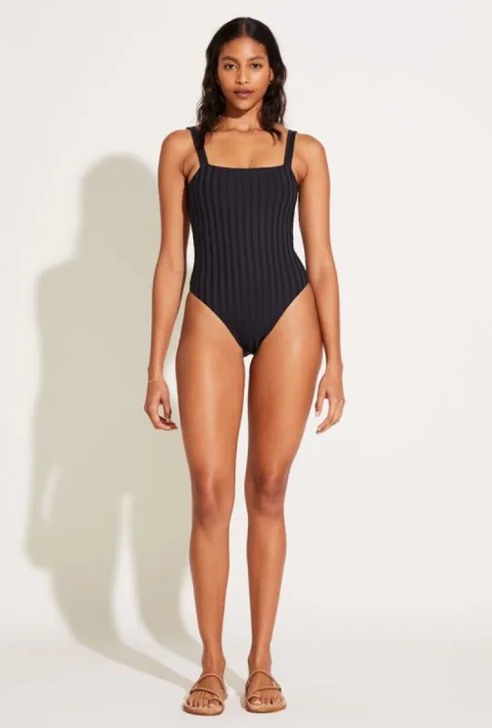Leah Square Neck One Piece - Black SuperRib sold by Vitamin A